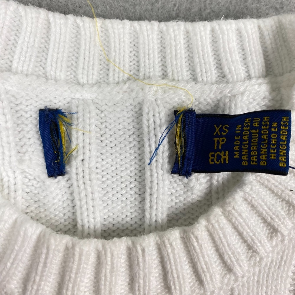 Polo Ralph Lauren Womens Cable Knit Short Sleeve Sweater White XS Preppy pony - Picture 3 of 16